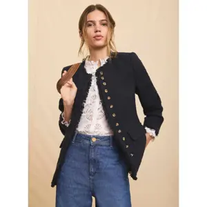 Mint Velvet Navy Boucle Tweed Jacket